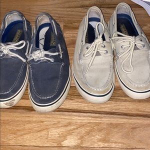 Sperry Blue and Off White Canvas Boat Shoes